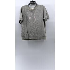 STUDIO COLLECTION BY DAVID LERNER Women's Gray Smiley Short Sleeve Top SZ M
